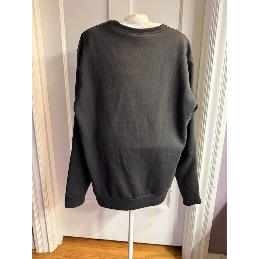 Men's Adidas Black 3 Stripe Pullover Fleece Sweatshirt Size S‎